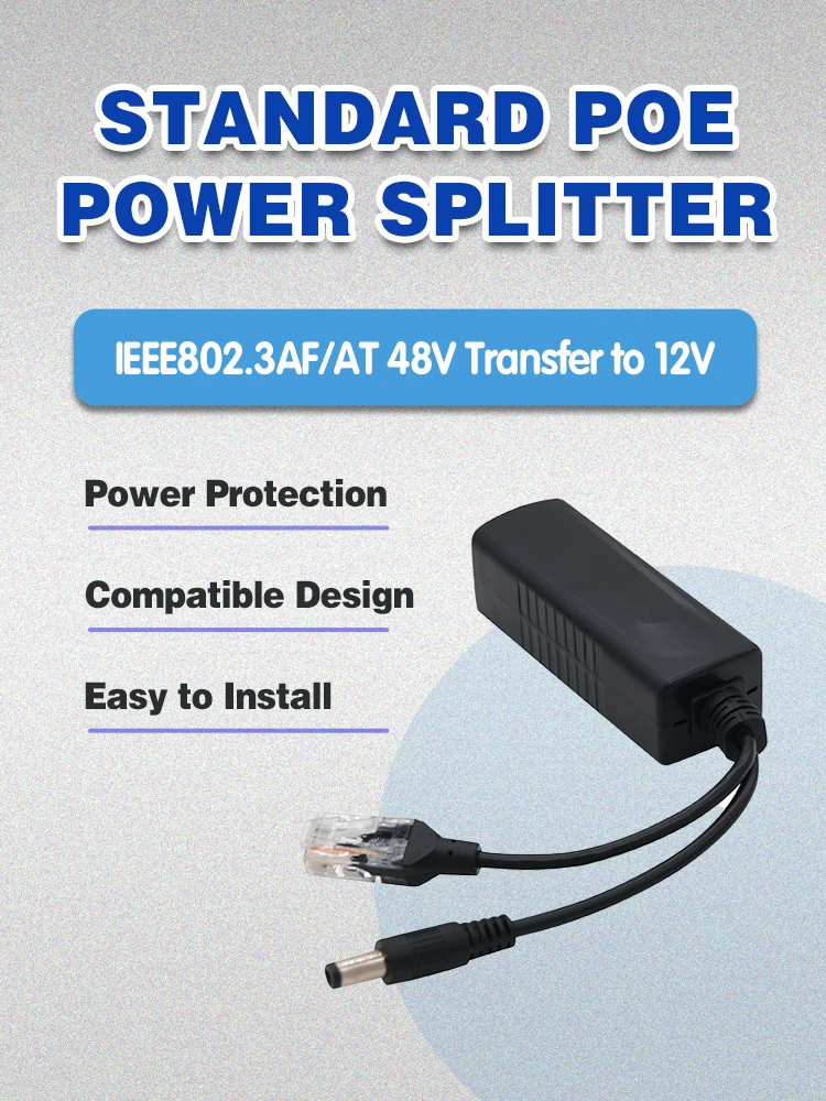 Divisor POE Gigabit para puertos de interruptor, cámaras IP CCTV, 48V a 12V, 2,5a, 30W, 15W, Gibabit, 1000mbps, RJ45 a DC, fuente de alimentación - imagen 2