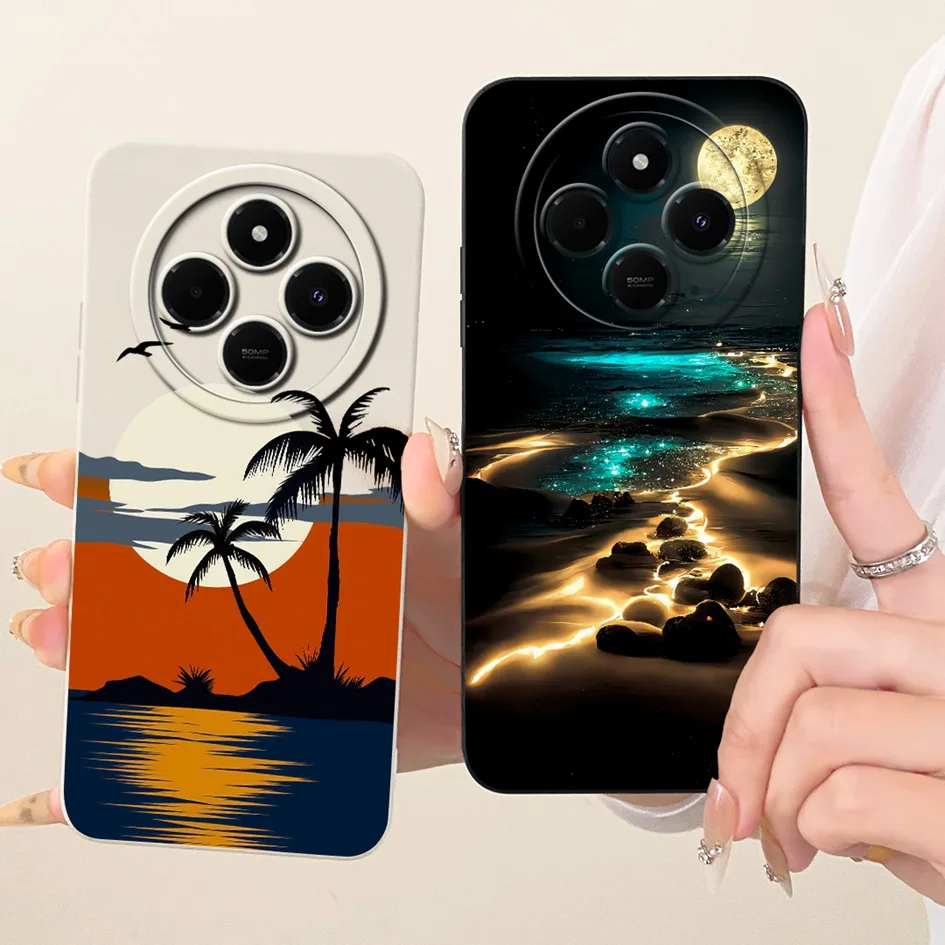 Para Xiaomi Poco C75 funda Redmi 14C 14R contraportada flor de lujo puesta de sol Fundas de silicona suave para Redmi14C A4 A3 Pro PocoC75 Coque - imagen 4