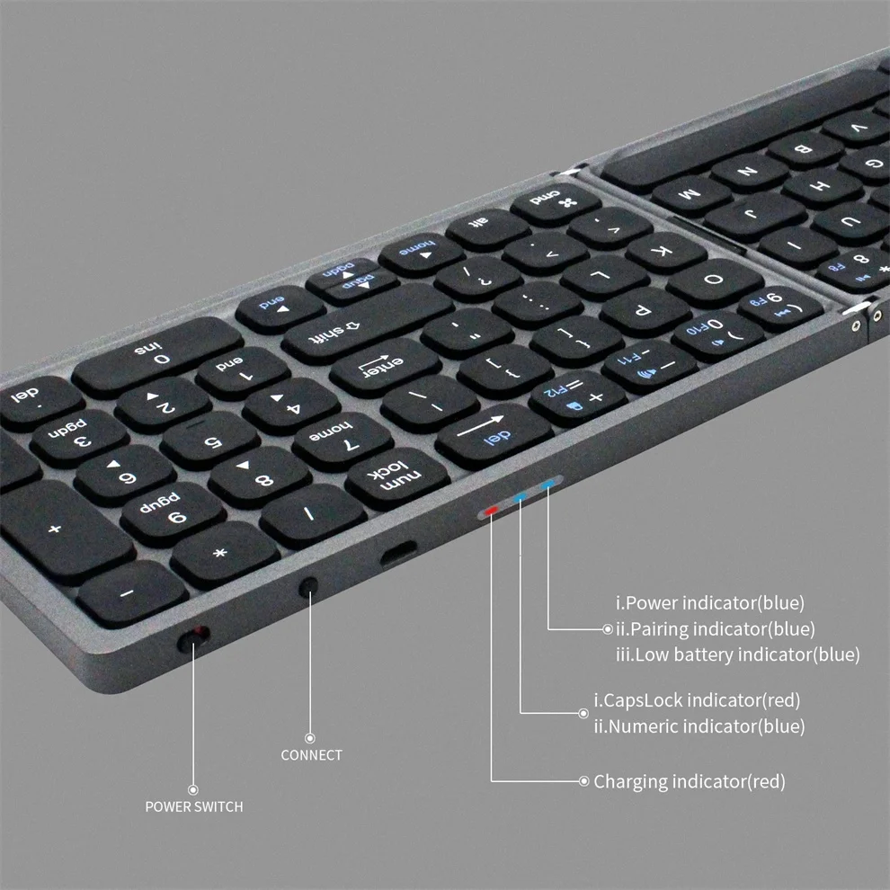 Jomaa Teclado Bluetooth inalámbrico plegable teclado plegable Bluetooth portátil liviano disponible para tableta portátil PC Ipad - imagen 3