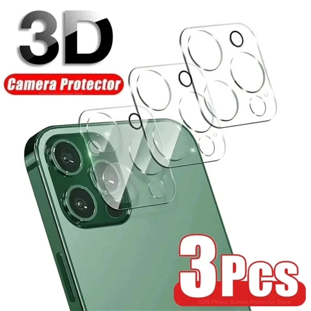 Protectores de cristal para cámara trasera 3D HD, 3 uds., para iPhone 15 Pro Max 14 13 12 Pro Max 15 14 Plus 13 12 Mini lente protectora - imagen 2