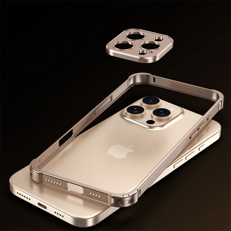 Funda rígida de parachoques de Metal con marco de aluminio para IPhone 16 15 14 13 Pro Max Plus 16Pro 15Pro ProMax, Protector de lente de aleación, cubierta de teléfono - imagen 3