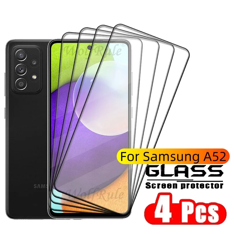 Protector de pantalla de vidrio templado para Samsung, cubierta completa de vidrio para Samsung Galaxy A52, HD 9H, A52 A 52, 4 unidades - imagen 2