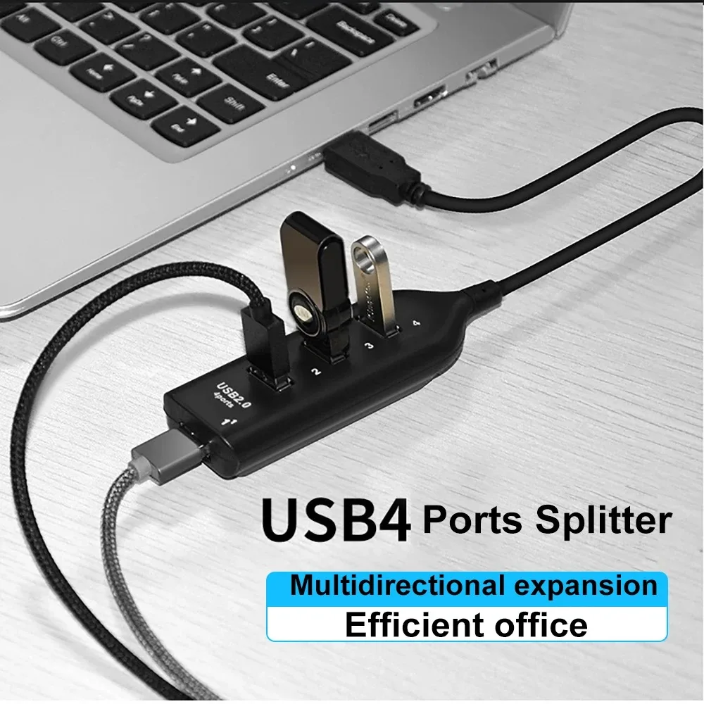 HUB USB 4 en 1, concentrador USB 2,0, divisor USB, extensión USB, convertidor USB 2,0, Cable extensor, base de interfaz para PC, portátil y de escritorio - imagen 2