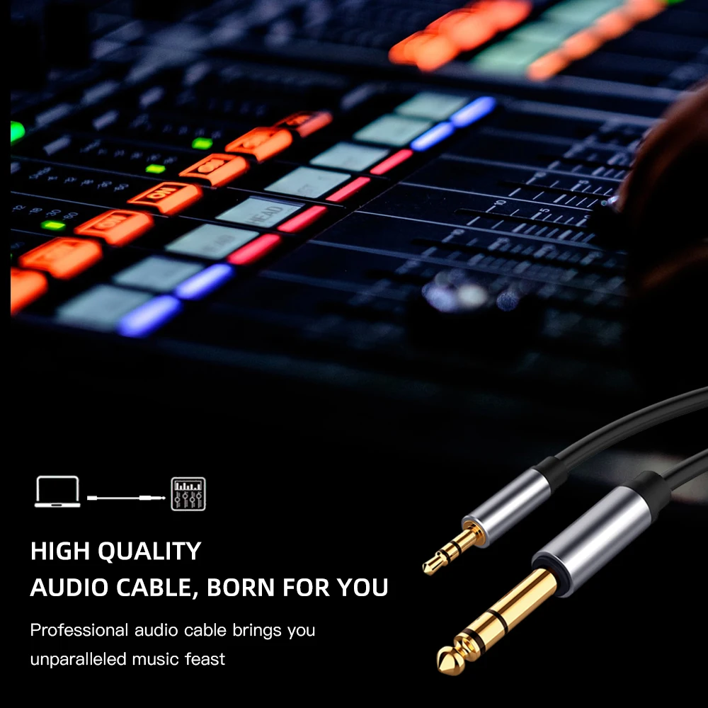 Adaptador de Audio TRS de 3,5mm a conector de 6,35mm, Cable estéreo auxiliar chapado en oro de 6,5 a 3,5 para PC, mezclador de auriculares, amplificador de guitarra y altavoz - imagen 4