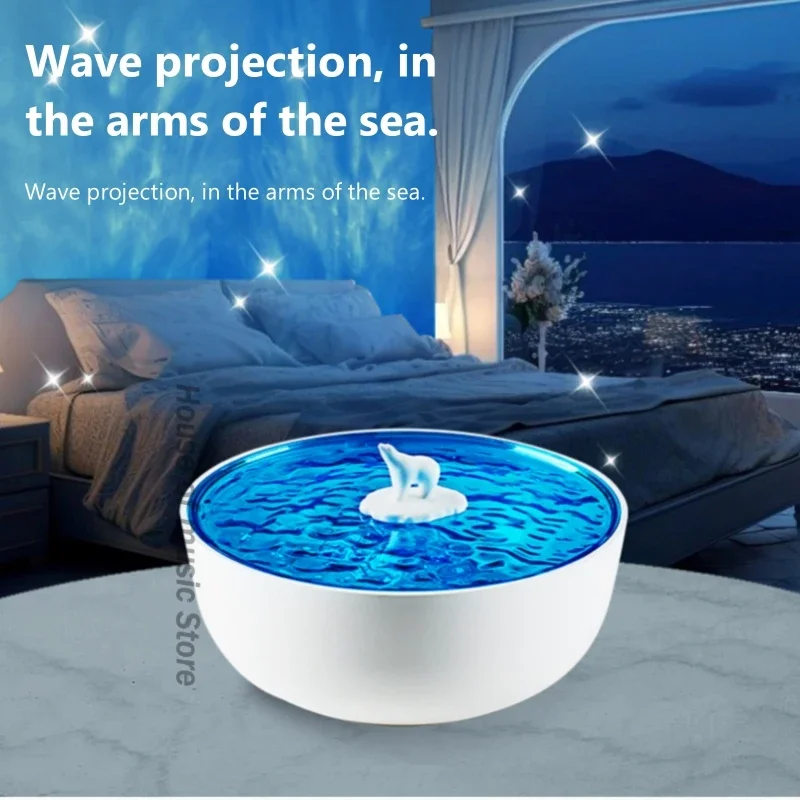 Altavoz pequeño Vintage portátil, altavoces inalámbricos Bluetooth con lámpara de proyección de olas oceánicas, caja de sonido para dormir con ruido blanco incorporado - imagen 5