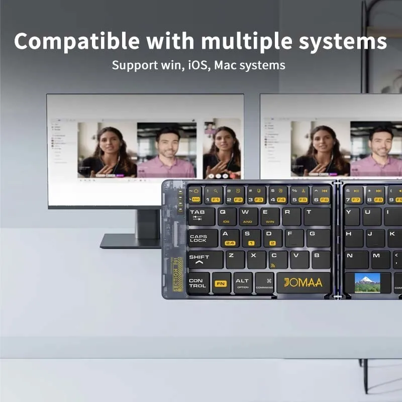 Combo de teclado inalámbrico plegable y plegable para iPad, teclado y ratón Bluetooth transparente, para teléfonos inteligentes iOS, Windows, Android - imagen 3