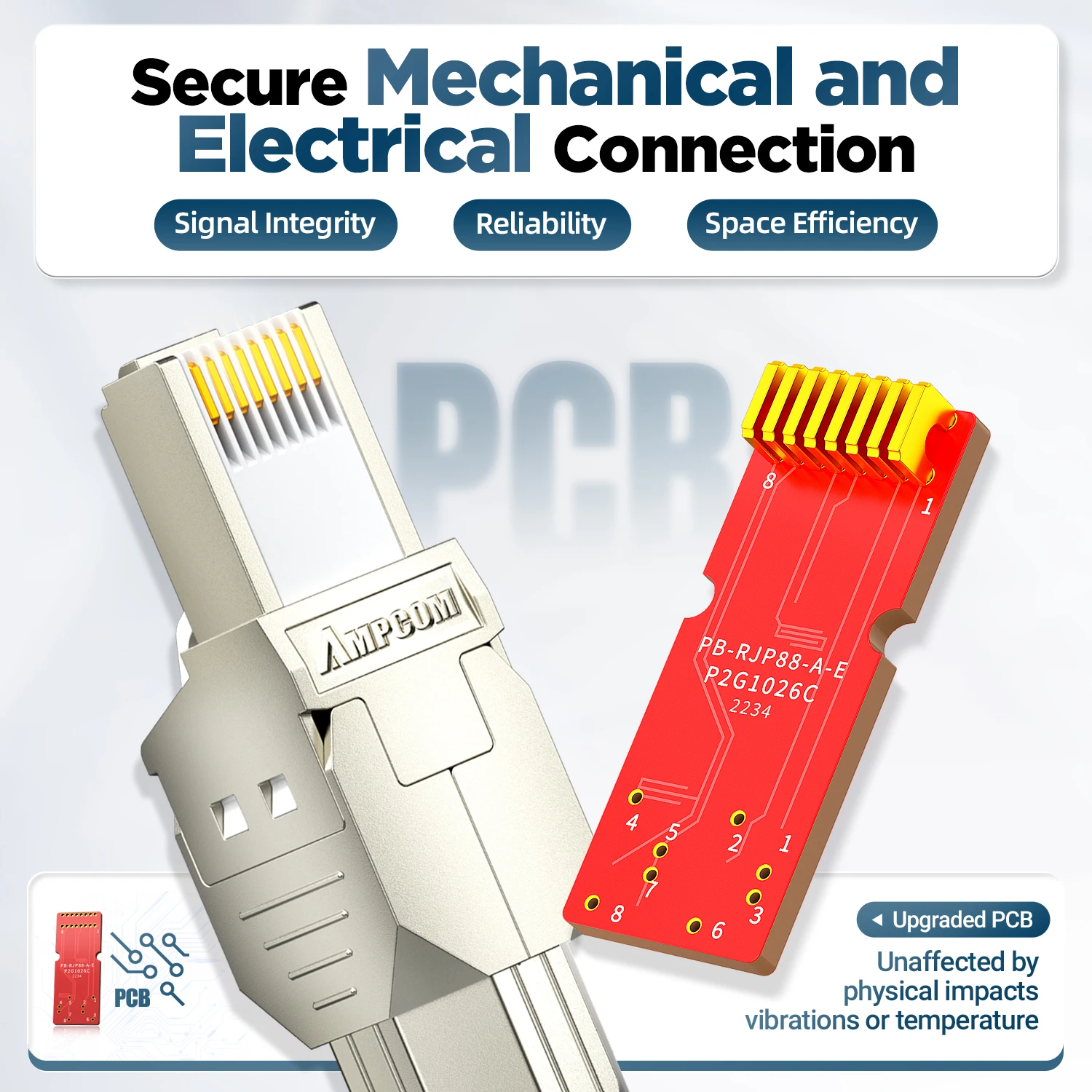AMPCOM-conectores RJ45, conector Modular, Cat6, Cat6A, CAT7, CAT8, STP, red sin Toolless, enchufes Ethernet, Cable, herramienta de Internet gratis - imagen 4