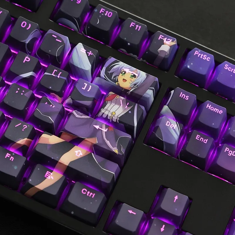 108 teclas/juego planetario Hoshino Yumemi Keycap PBT teclas retroiluminadas dibujos animados Anime Gaming Key Caps para ANSI 61 87 104 108 diseño - imagen 4