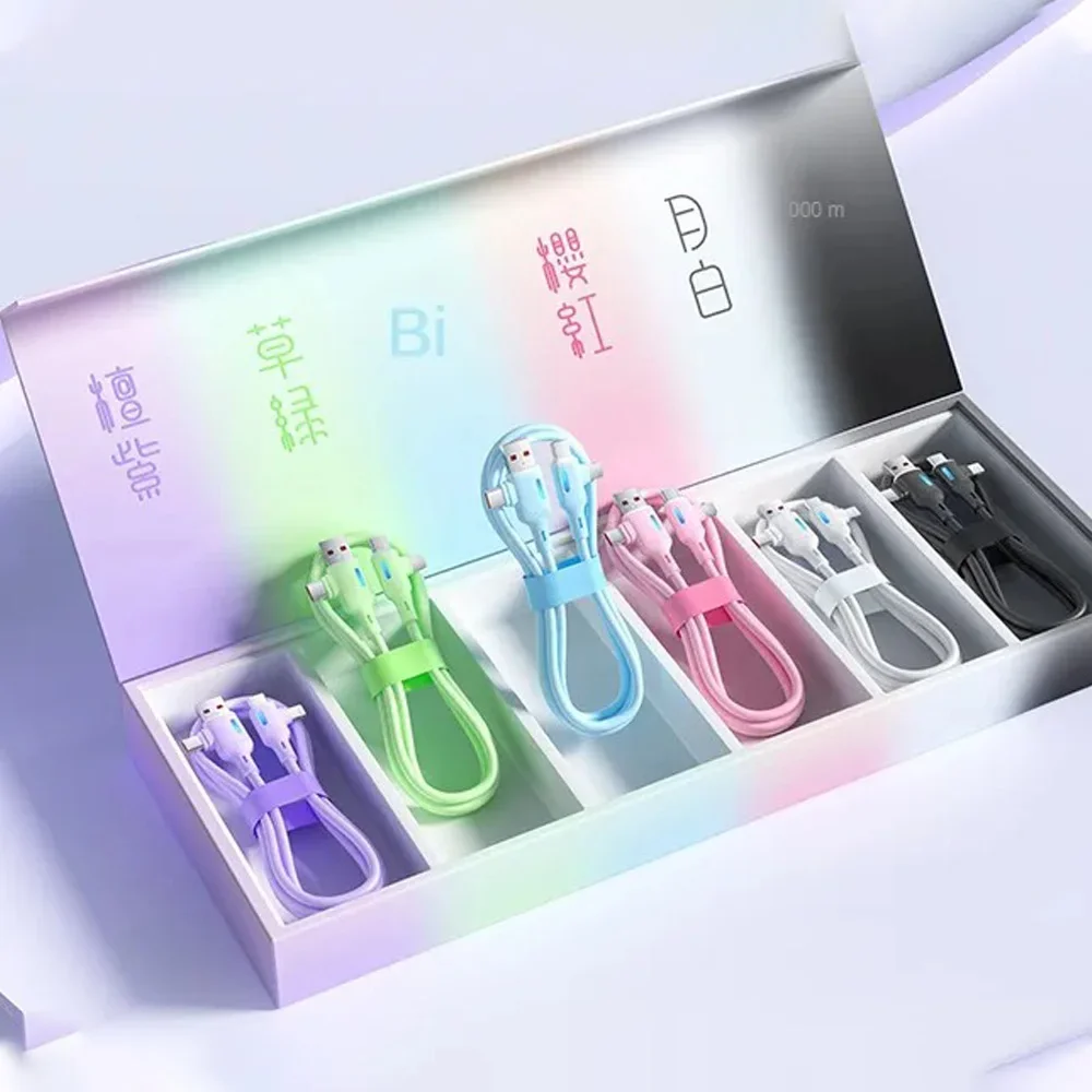 66W 4 en 1 Cable tipo C a tipo C PD Cable cargador de teléfono de carga rápida para iPhone Samsung Xiaomi Huawei Cable de carga rápida USB C - imagen 5