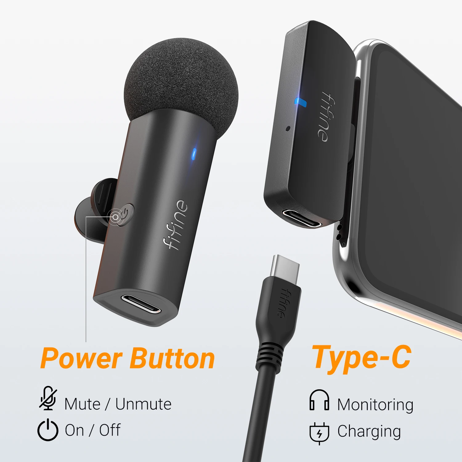 Micrófono Lavalier inalámbrico FIFINE con interfaz tipo C para teléfono/PC, grabación cristalina para transmisión, Vlog y entrevistas - imagen 4