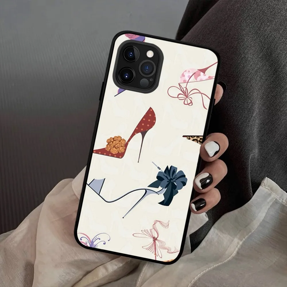 Funda de teléfono con tacones altos y lazo para niñas en 3D de flores silvestres para IPhone 15 14 11 12 13 Mini Pro XS Max, Funda 6 7 8 Plus X XR SE 2020 - imagen 4