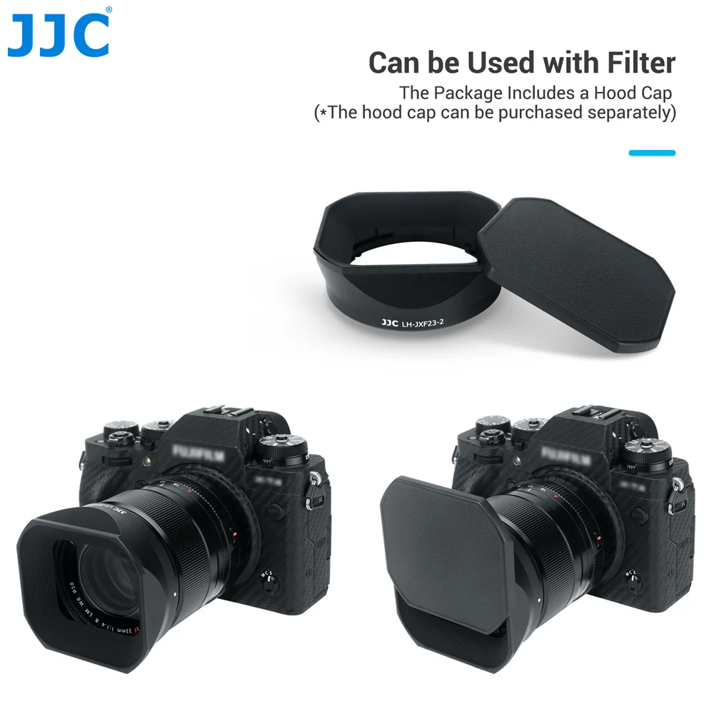 JJC-cubierta de lente cuadrada de Metal para Fujifilm Fujinon XF 33mm F1.4 R LM WR, lente en Fuji XT4 XT3 XT2 XT30II XT30 XT20 XT10, LH-XF23 II - imagen 5
