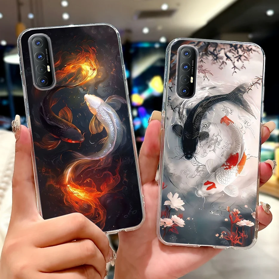 Para Oppo Reno 3 Pro 4G funda CPH2035 CPH2036 Linda funda pintada Koi de la suerte funda de teléfono delgada suave para Oppo Reno3 Pro 5G CPH2009 bolsas - imagen 2