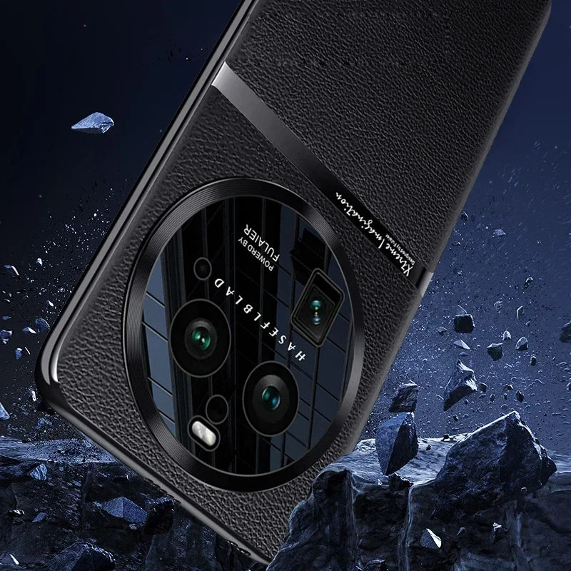 Para OPPO Find X6 Pro funda trasera de cuero PU galvanizado para OPPO Find X6 protección de cámara funda de parachoques funda de teléfono Coque - imagen 4