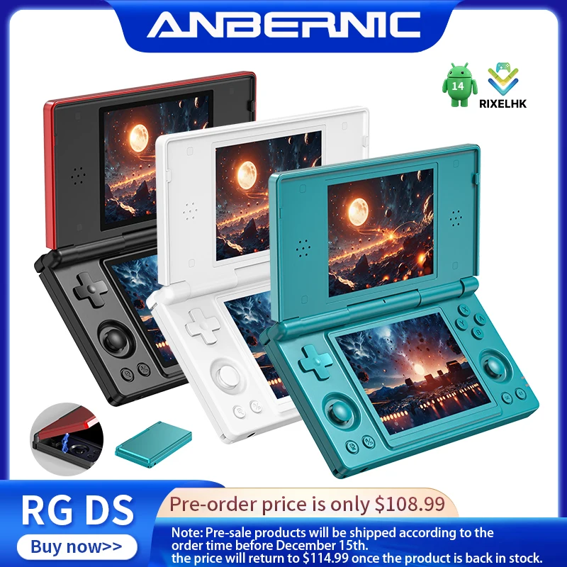 Consola de juegos portátil Anbernic RG DS, preventa, pantalla Dual IPS de 4 ", reproductor de videojuegos con tapa Android, compatible con transmisión Wifi RixelHK - imagen 2