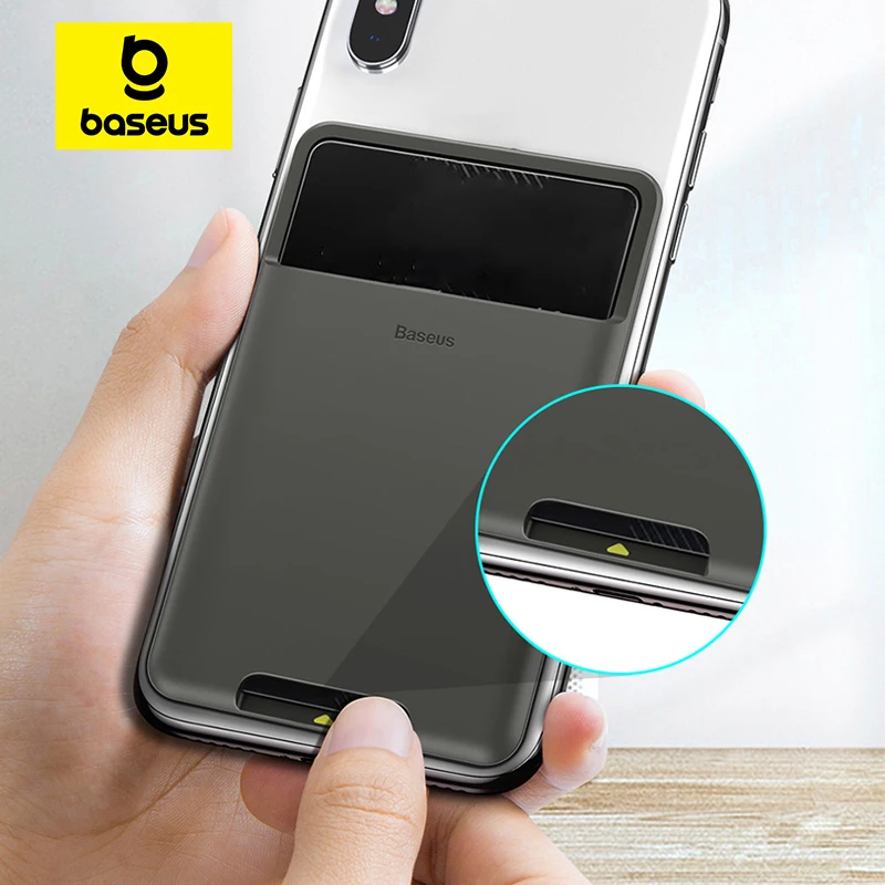 Baseus-funda de silicona para tarjetas de teléfono, funda trasera para teléfono móvil, tarjetero, tarjetero de identificación, funda delgada adhesiva para iPhone X Xs XR Samsung