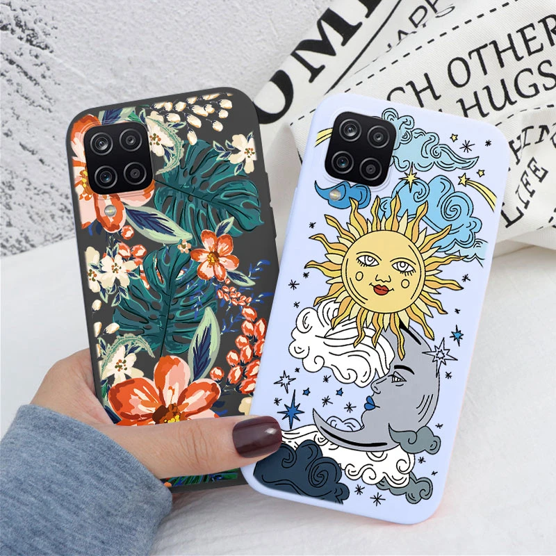 Funda de silicona para Samsung Galaxy A12 5G M12 F12, carcasa con patrón de flores rosas, TPU, dibujo de gato pintado, funda trasera para Samsung A 12 - imagen 4