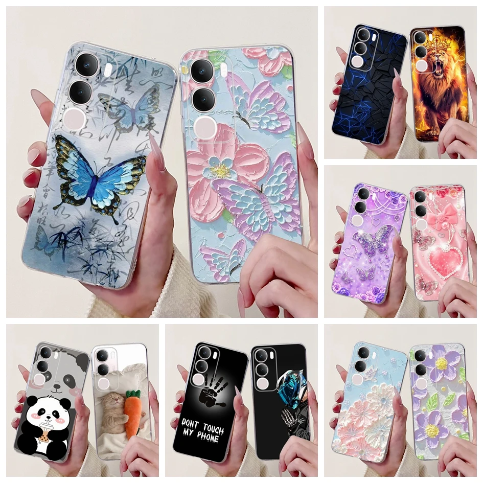 Para Vivo Y19s Funda VivoY19s V2419 Funda de silicona nueva elegante mariposa flor transparente suave Funda para Vivo Y19s 4G Funda de teléfono