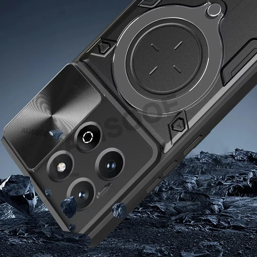 Funda Armor para Honor X7C, Funda deslizante para lente de cámara, soporte de anillo magnético, Funda a prueba de golpes para Honor X7C 4G, Capa a prueba de golpes - imagen 5