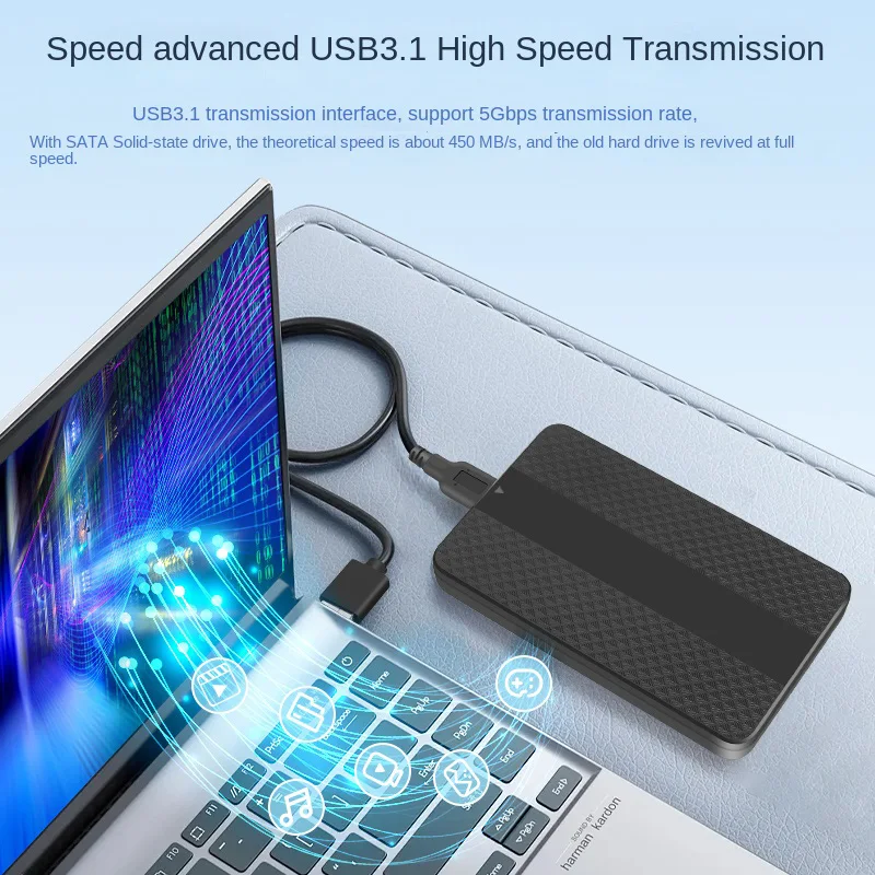 Caja de disco duro externo TISHRIC, funda SSD de 2,5 pulgadas para disco duro SATA a USB3.0, funda externa para juegos, PC, portátil, PS5, PS4 - imagen 4