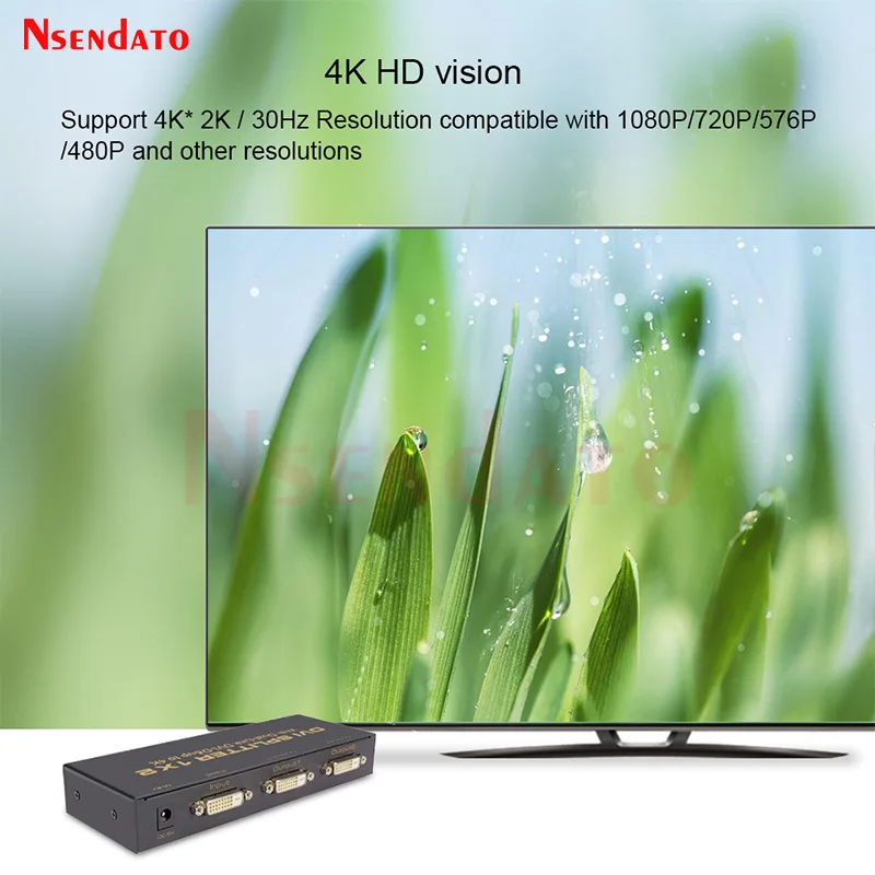 Divisor DVI 1X2 1 en 2 salidas Conmutador DVI 4K 1 entrada DVI-D y 2 salidas DVI-D Divisor DVI de 2 puertos para Monitor de TV PC - imagen 5