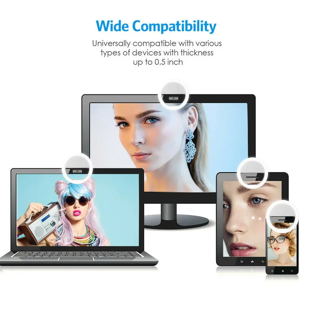 Anillo de luz LED recargable por USB con Clip para teléfono, lámpara fotográfica, luz de Video, fotografía, iPhone, Samsung, Xiaomi - imagen 4