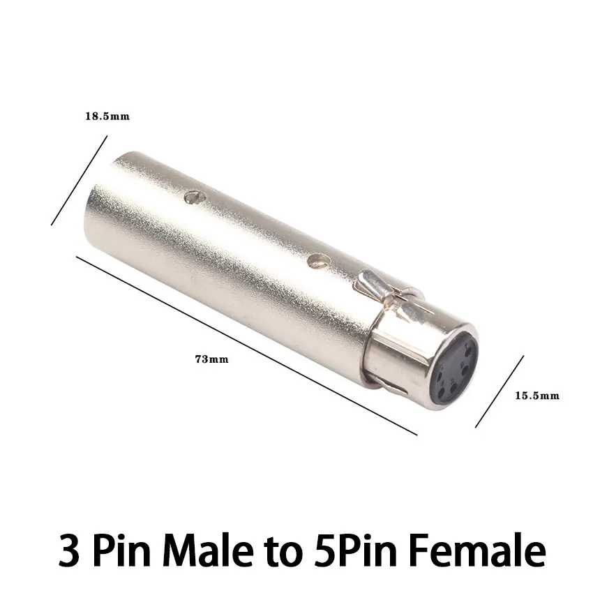 Convertidor con carcasa metálica XLR de 3 pines a 5 pines DMX, adaptador de iluminación de Audio, conector macho de 3 pines a hembra de 5 pines, luz de escenario y teatro - imagen 5