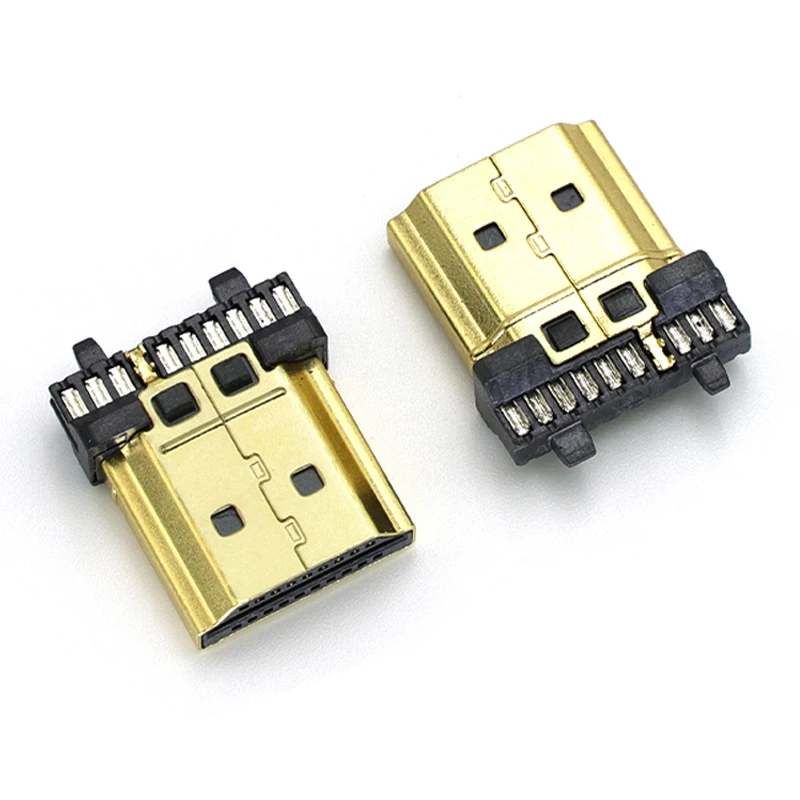 Terminales de conector macho compatibles con HDMI, 19 pines chapados en oro, con carcasa de plástico para reparación, cable de soldadura de repuesto, bricolaje, 2 uds. - imagen 5