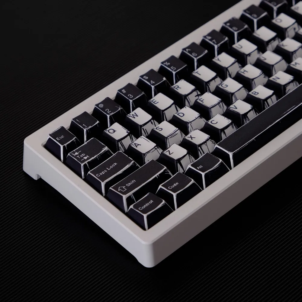 141 teclas negro blanco tema de cómics altura de cereza PBT sublimación de cinco lados para teclado mecánico 61 68 75 87 104 108 - imagen 5