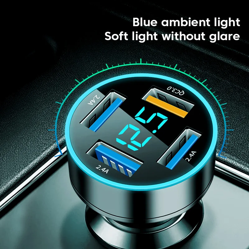 Adaptador de cargador de coche de carga rápida de 66W, 4 puertos USB de carga rápida para iPhone, Samsung, Xiaomi, Huawei, cargador de carga rápida en el coche - imagen 4