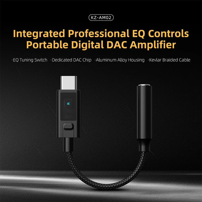 KZ AM02 TYPE-C a 3,5 integra la función de ajuste de sonido de grado profesional y amplificador de auriculares de decodificación Digital portátil - imagen 2
