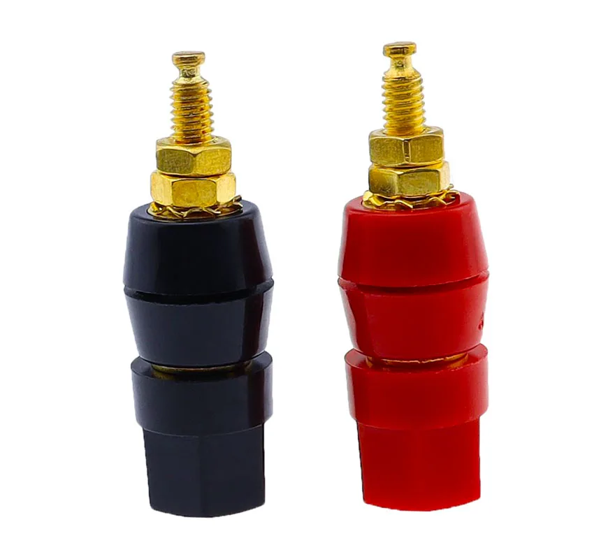 1 par (negro + rojo) terminales Rojo Negro conector amplificador Terminal vinculante poste Banana altavoz enchufe Jack adaptador enchufe - imagen 3