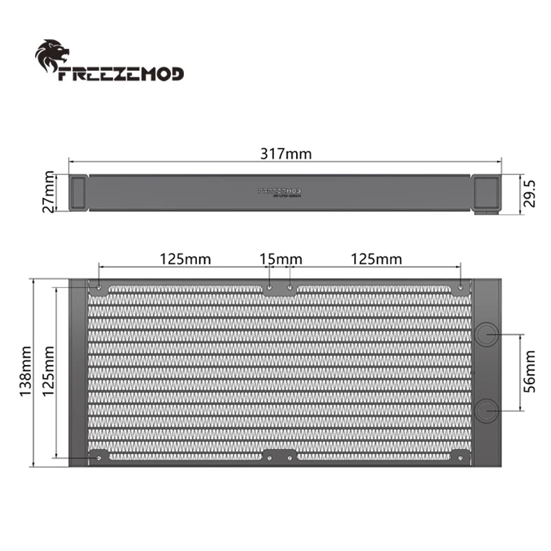Freezemod 280 Radiador Escambiador de calor de enfriador de agua de aluminio, negro, SR-LP20-280G14 - imagen 2