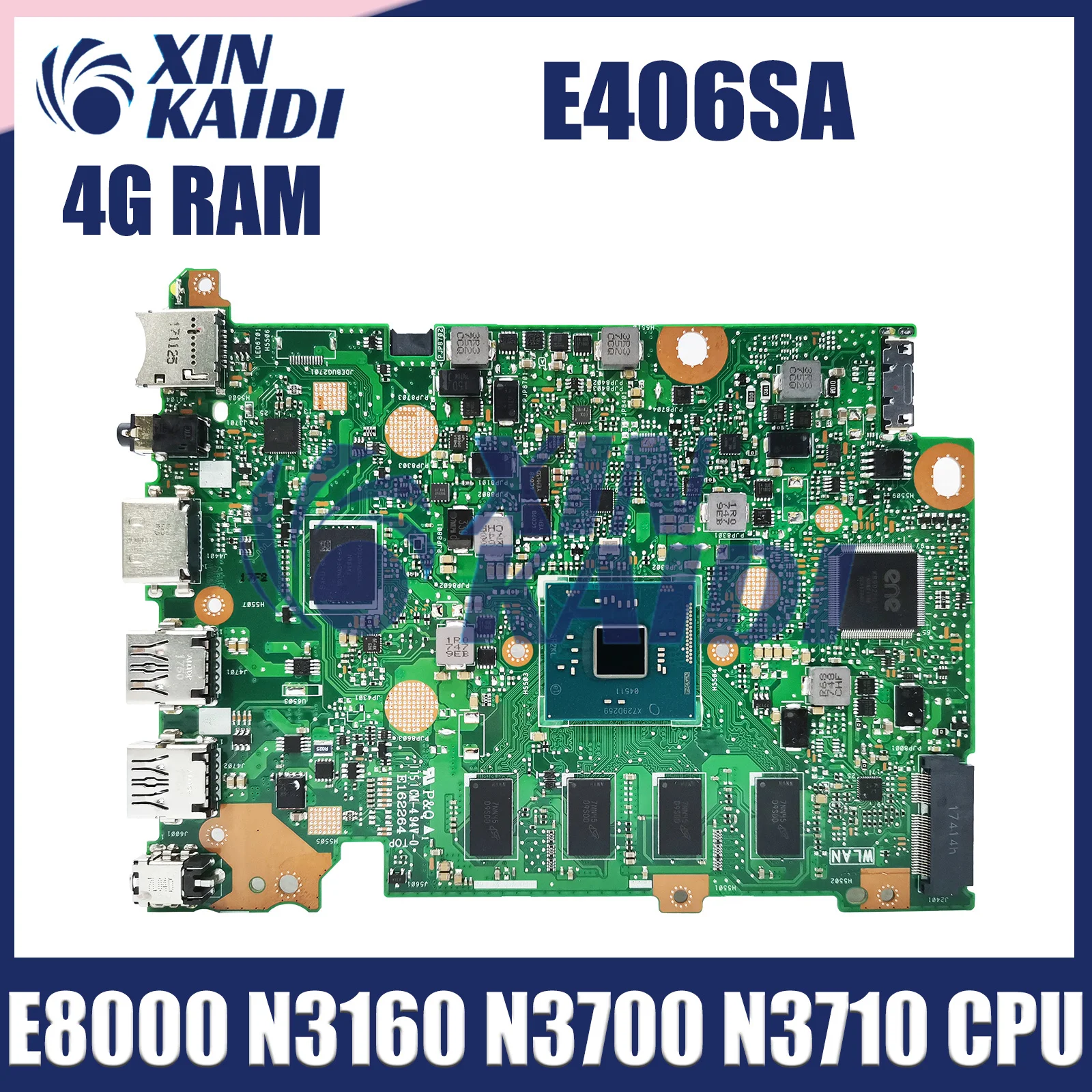 Placa base para portátil E406NA para ASUS E406 E406N E406NA, placa base para portátil con N3350 CPU 4G 8G-RAM 64G 128G-SSD