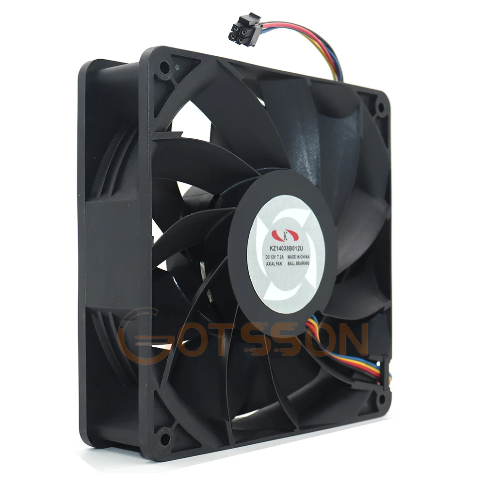 Nuevo ventilador Whatsminer M20 M21 D1 D3 M10 enfriador 4 pines 14038 ventilador KZ14038B012U 12V 7.2A M30 M31 M32 M50 ventilador de refrigeración de minero 2x2 pines - imagen 4