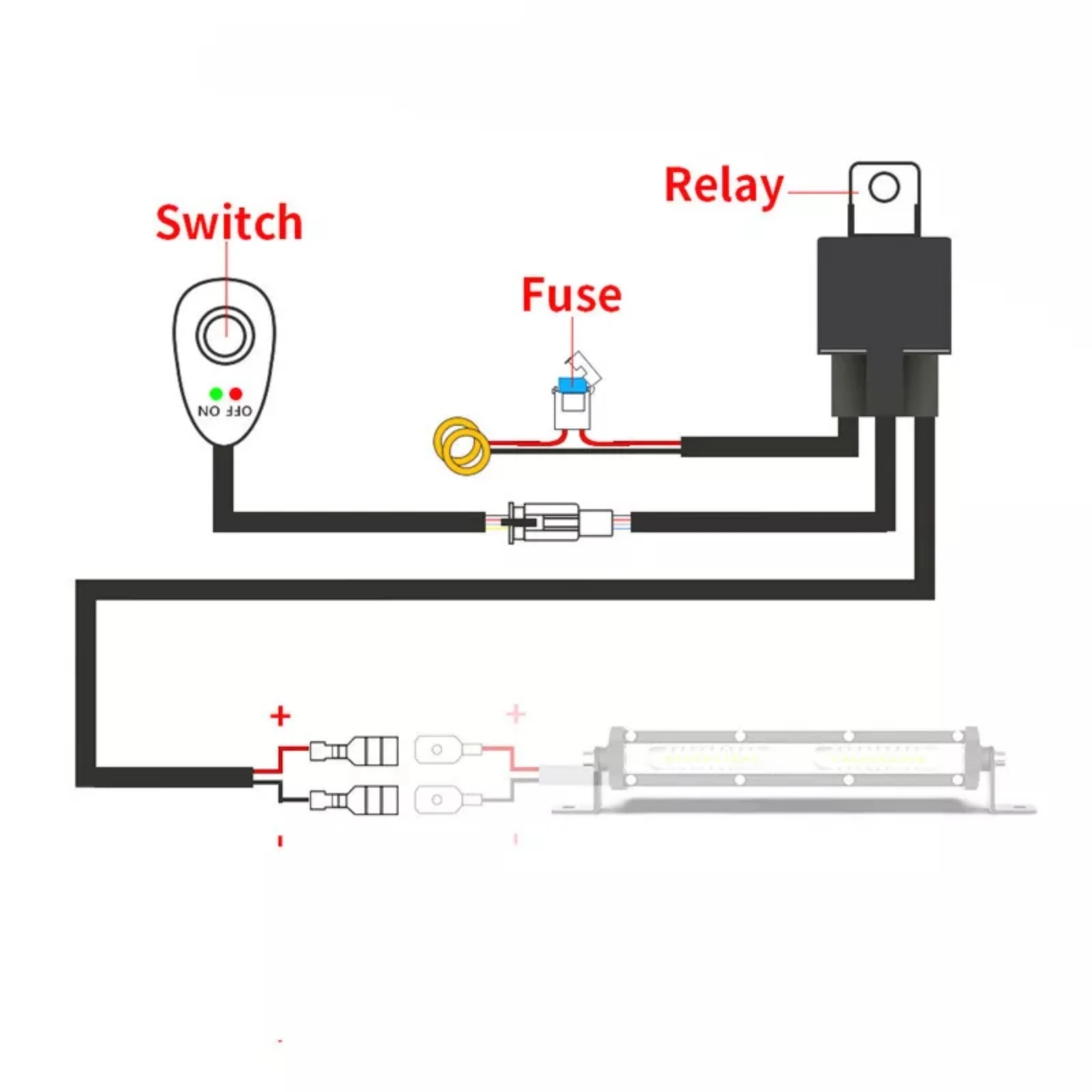 Barra de luz LED de trabajo todoterreno, Cable de alambre, interruptor de Control remoto inalámbrico, Kit de cableado, CC 9-24V 40A, focos LED, accesorios de coche - imagen 5