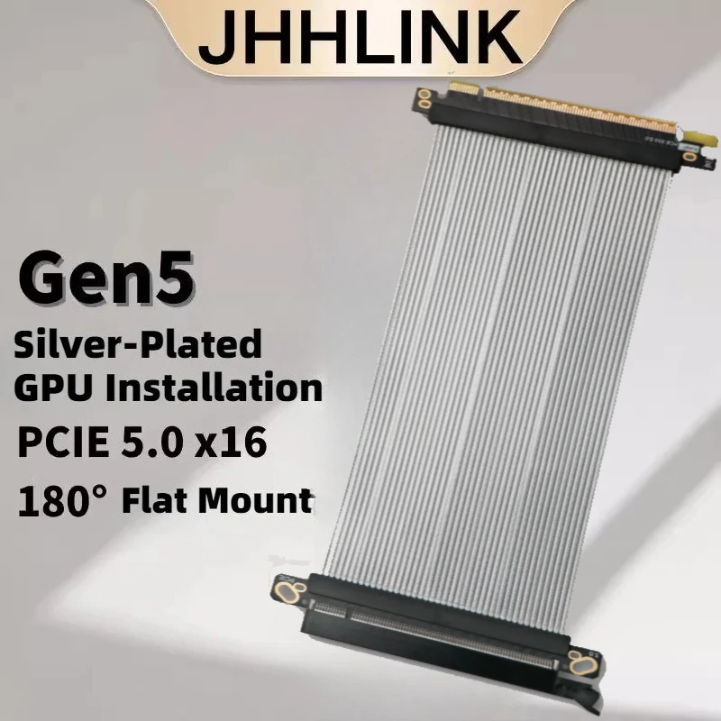 180 Cable elevador recto GPU PCl-E 5,0 PCIe 5,0 X16 GPU Cable elevador plateado Gen5 GPU para RTX5090 RTX4090 RTX3060 RX7900xt - imagen 2