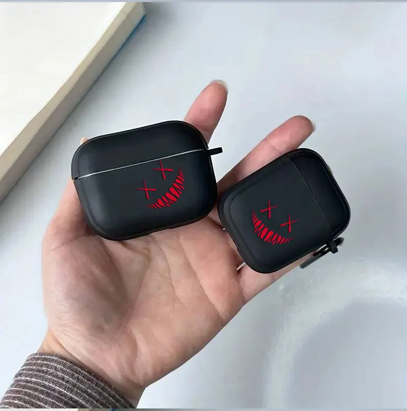 Funda para Airpods con sonrisa roja en la cara, funda para auriculares para Airpods 1, 2, 3, 4 Pro, funda para Airpod de 2 generación, regalo para novio - imagen 2