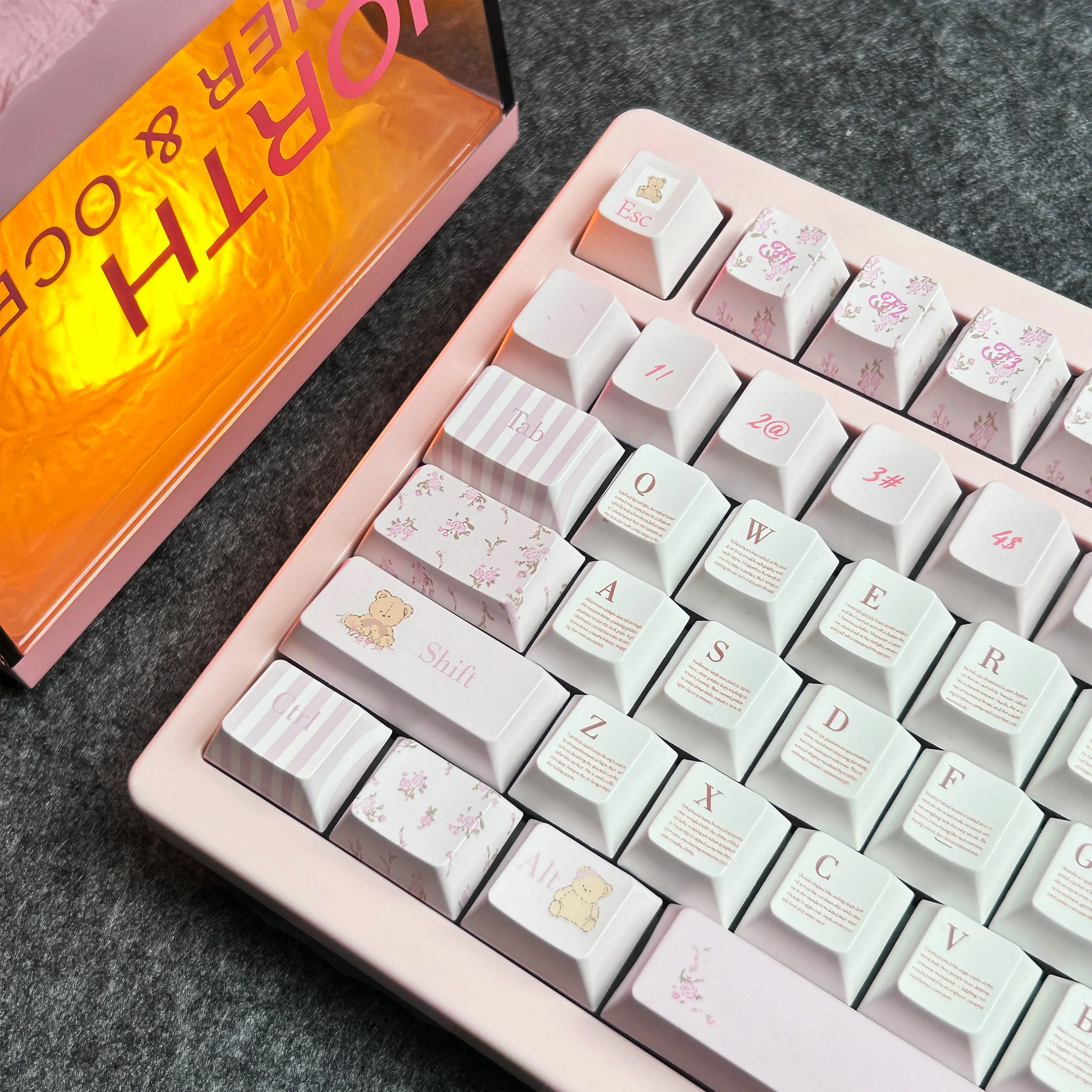 Little Bear Bouquet Keycap MOA Cherry Profile Pink PBT teclas personalizadas para teclado mecánico lindo suave Floral Key Cap regalos - imagen 3