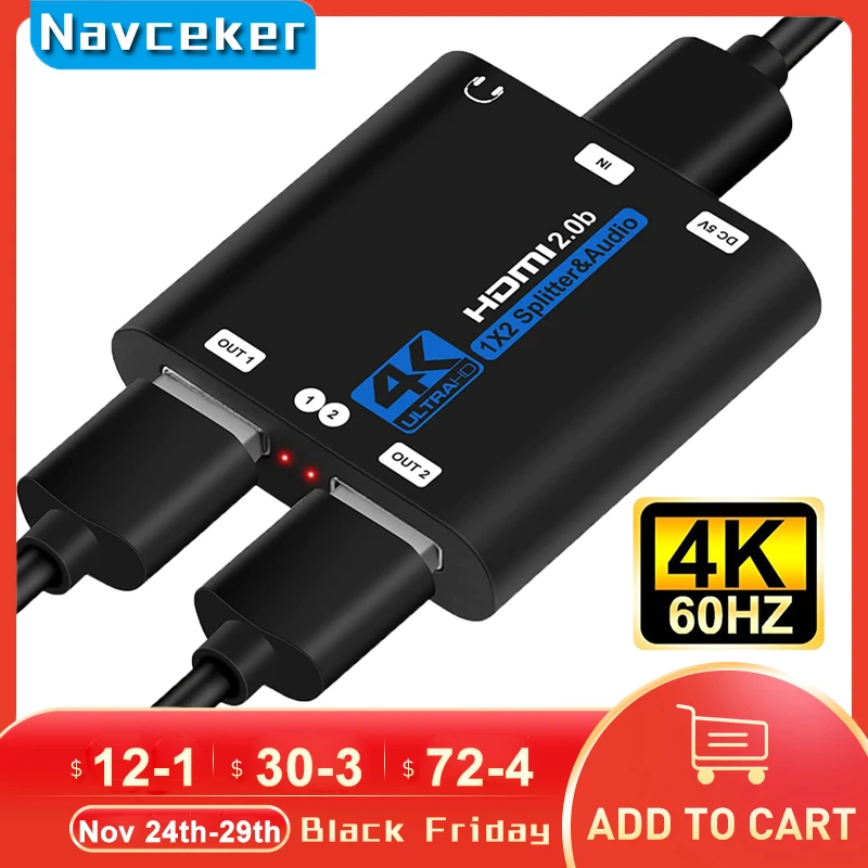 Divisor 4K HDMI 2023, interruptor amplificador HDR HDMI2.0, 1x2, para PS4, Apple, TV, XBox, PS5, 2,0 - imagen 2