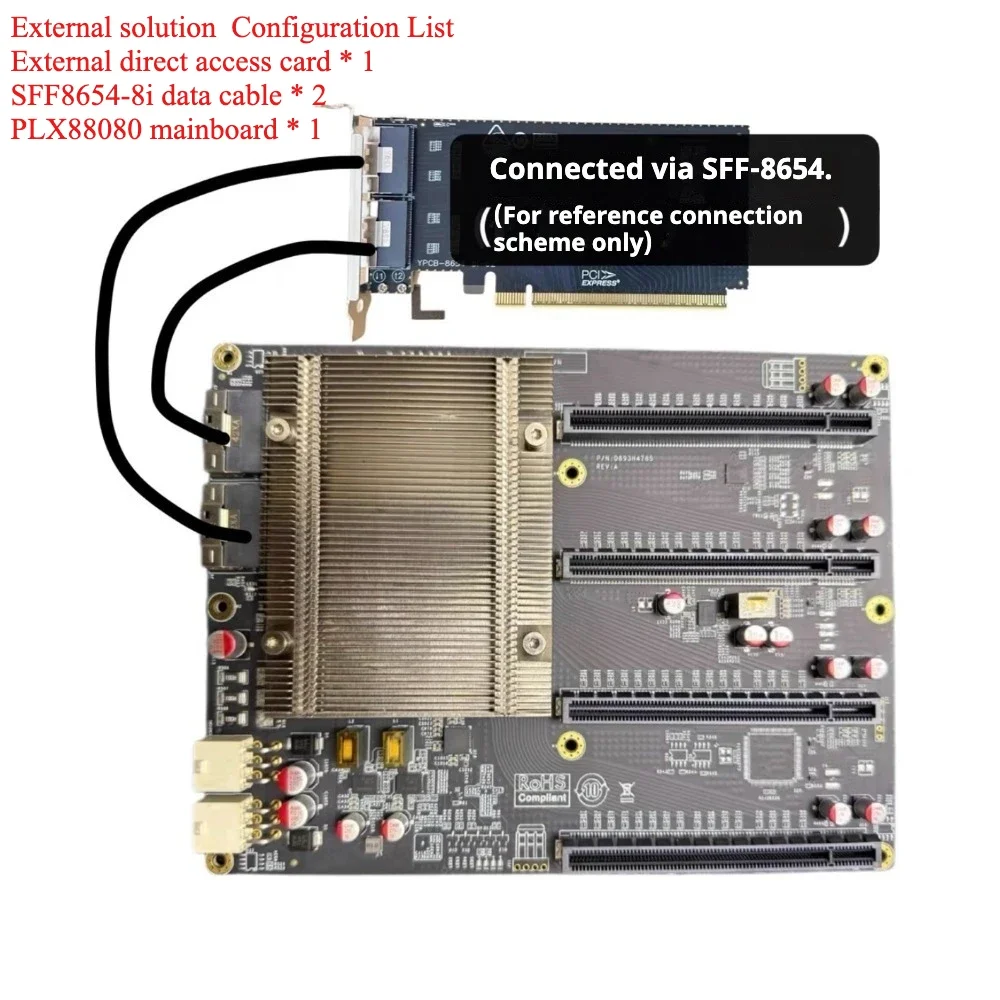 Tarjeta de expansión PLX88080 PCIe4.0, enchufe de placa GPU de cuatro tarjetas, doble ancho