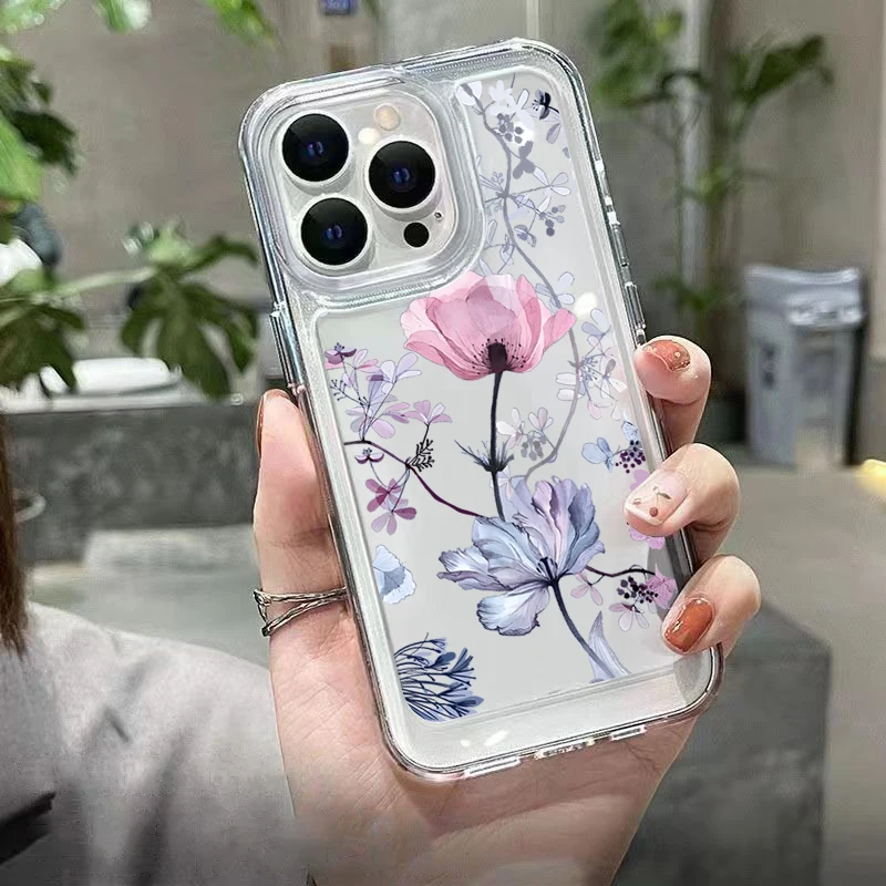 Funda de teléfono transparente con hojas de palmera y flores a prueba de golpes para Xiaomi Redmi Note 14 13 12 Pro Plus 12S 11S 11 10S Redmi 13C - imagen 5