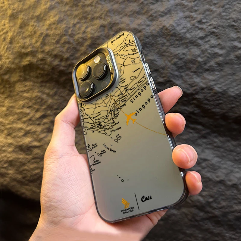 Funda IMD plateada con diseño de ruta de avión inspirada en viajes para Xiaomi Redmi Note 14 13 12 11 10 Pro Plus 5G 12S 11 Redmi 14C 13 - imagen 5