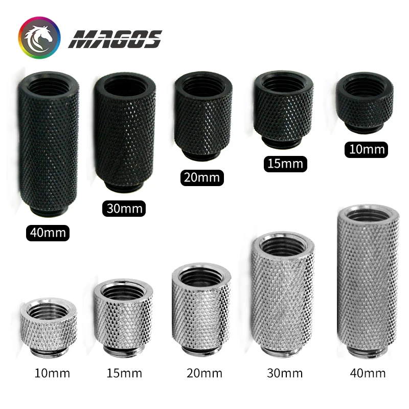 Extensor de ajuste de 10mm, 15mm, 20mm, 30mm, 40mm, M-F G1/4, níquel negro/plateado para refrigeración por agua - imagen 2