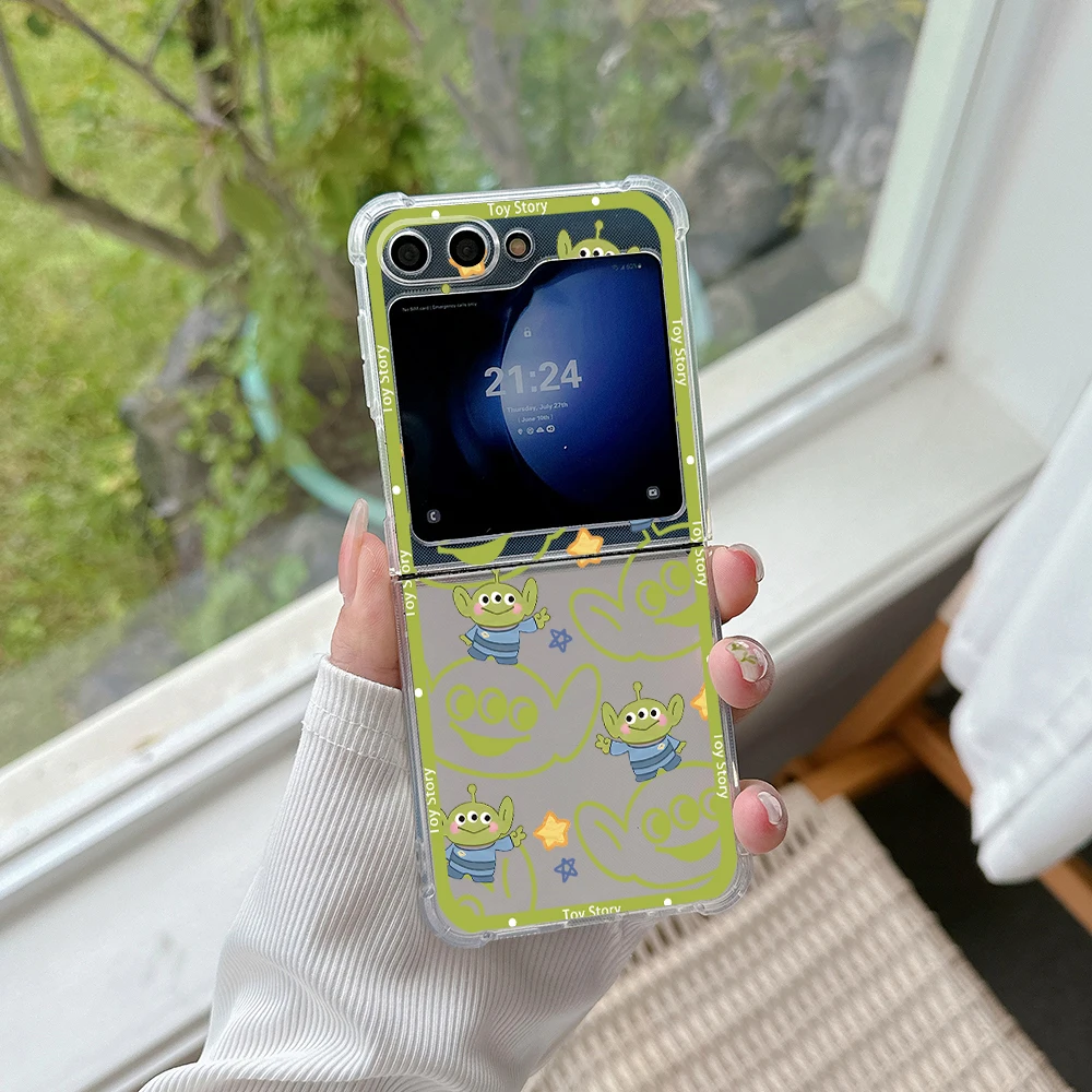 Funda de teléfono con dibujos animados de Toy Story Alien para Samsung Galaxy Z Flip 3 4 Z Flip 5 6 Z Fold 4 5G PC, funda trasera anticaída para regalo - imagen 2