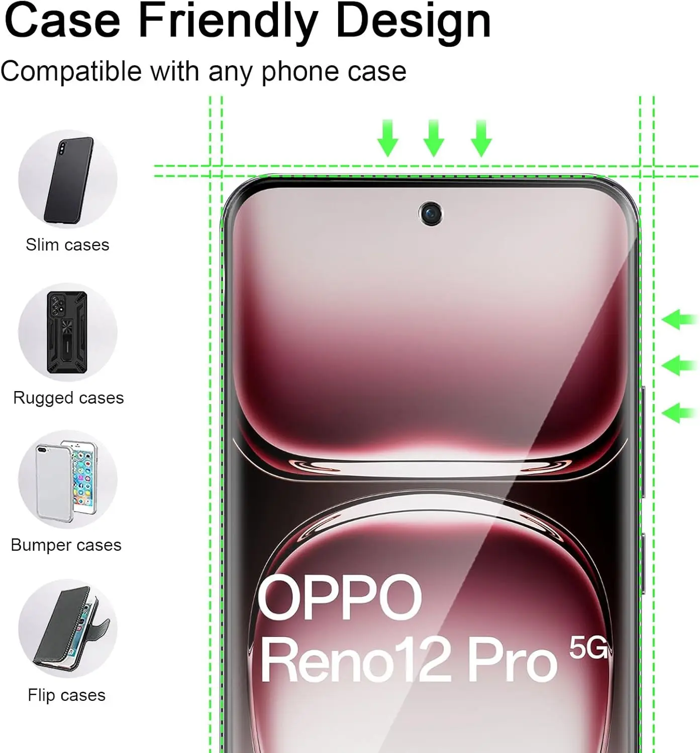 Protector de pantalla de vidrio templado con pegamento curvo de cuatro lados para OPPO Reno12 5G/Reno12 Pro 5G HD, 2/4 Uds. - imagen 5
