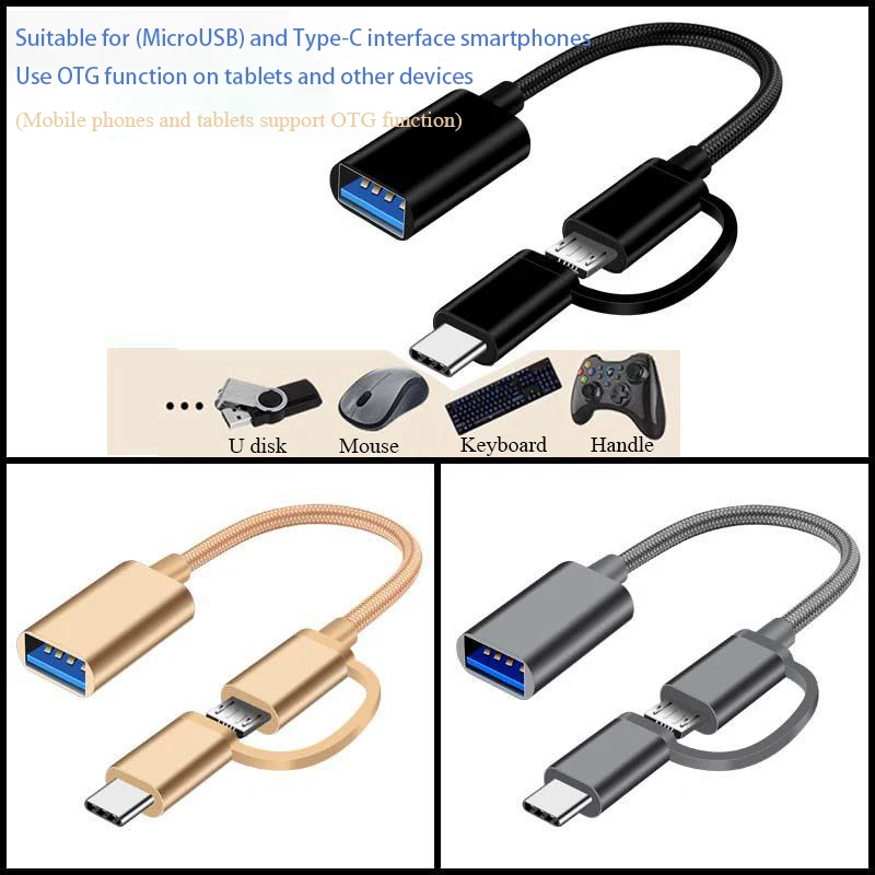 Cable adaptador OTG 2 en 1 tipo C para Samsung S10 S10 Xiaomi Mi 9 Android MacBook Mouse Gamepad Tablet PC tipo C OTG Cable USB - imagen 2