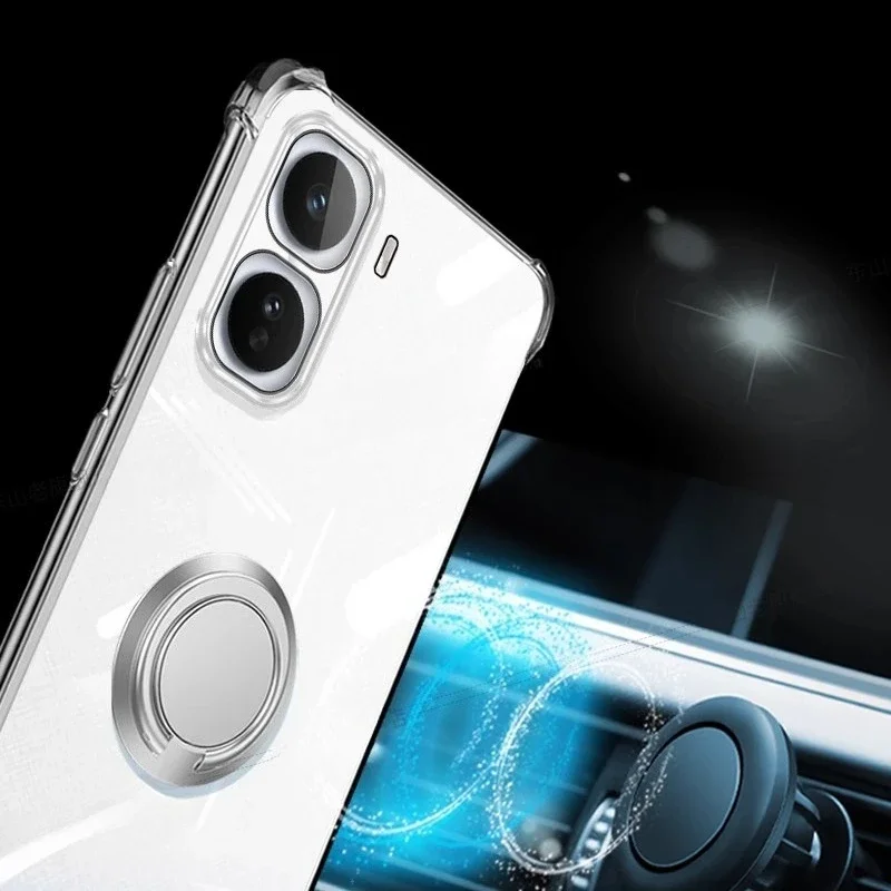 Para VIVO IQOO Neo 11 Airbag funda de teléfono de silicona a prueba de golpes para IQOO Neo11 soporte magnético cubierta trasera transparente