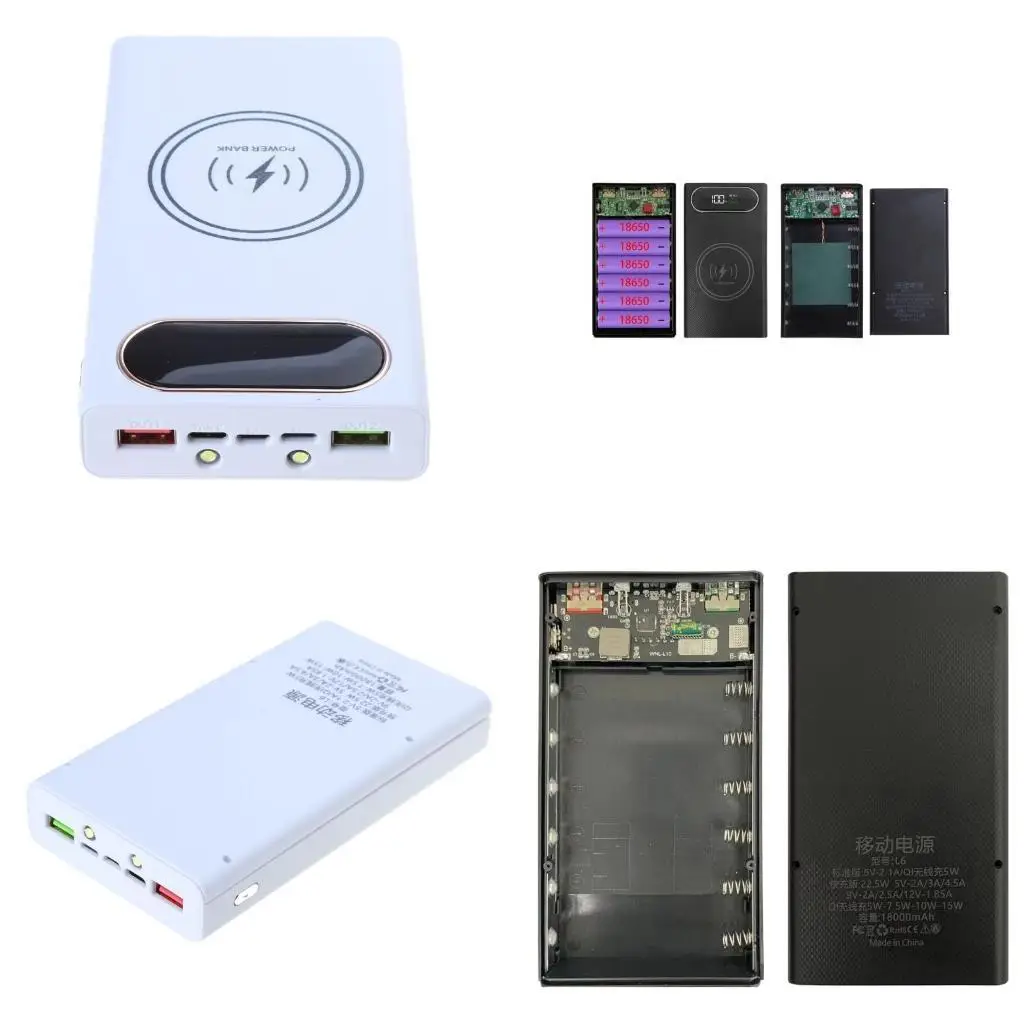 6x18650 carcasas de banco de energía cubierta exterior funda de energía móvil caja de almacenamiento de carcasas DIY carga inalámbrica/versión de carga rápida - imagen 2