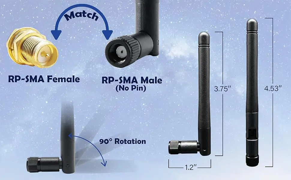 compact size, flexible RP sma male connector